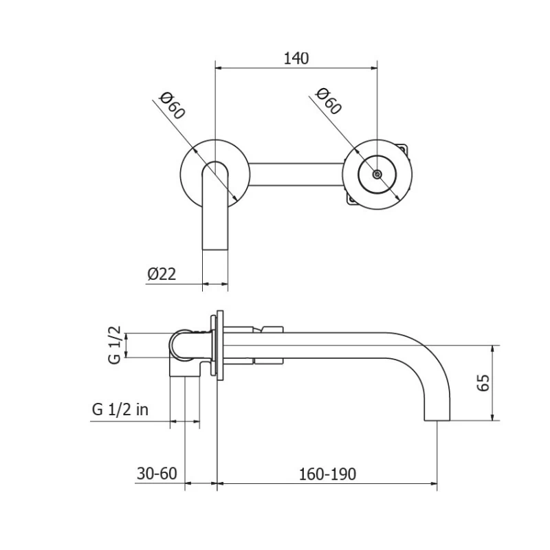 Μπαταρία Νιπτήρος Εντοιχισμού Teorema Programe One 321030 Soft Brass