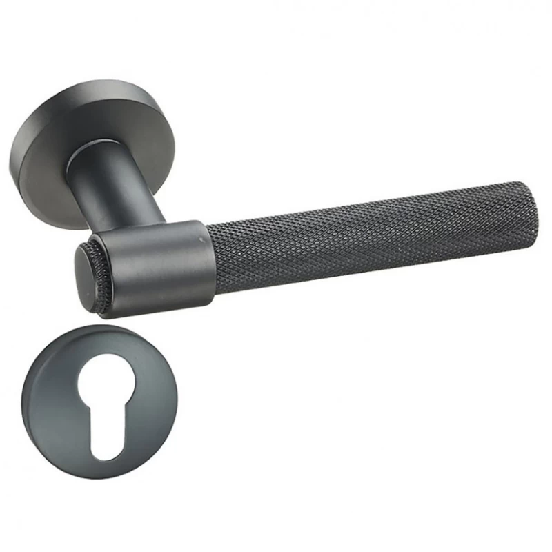 Πόμολο πόρτας Κανελάζ Vio Χειρολαβή με ροζέτα 0219 σε Ανθρακί (Image 1)