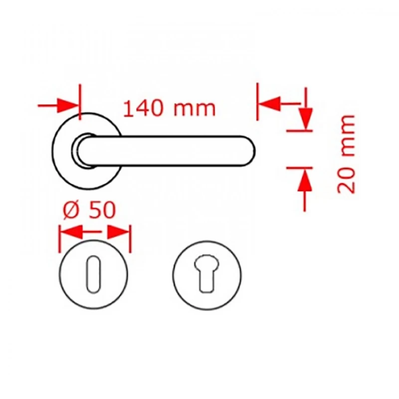 Πόμολο πόρτας Κανελάζ Vio Χειρολαβή με ροζέτα 0219 σε Ανθρακί (Image 2)