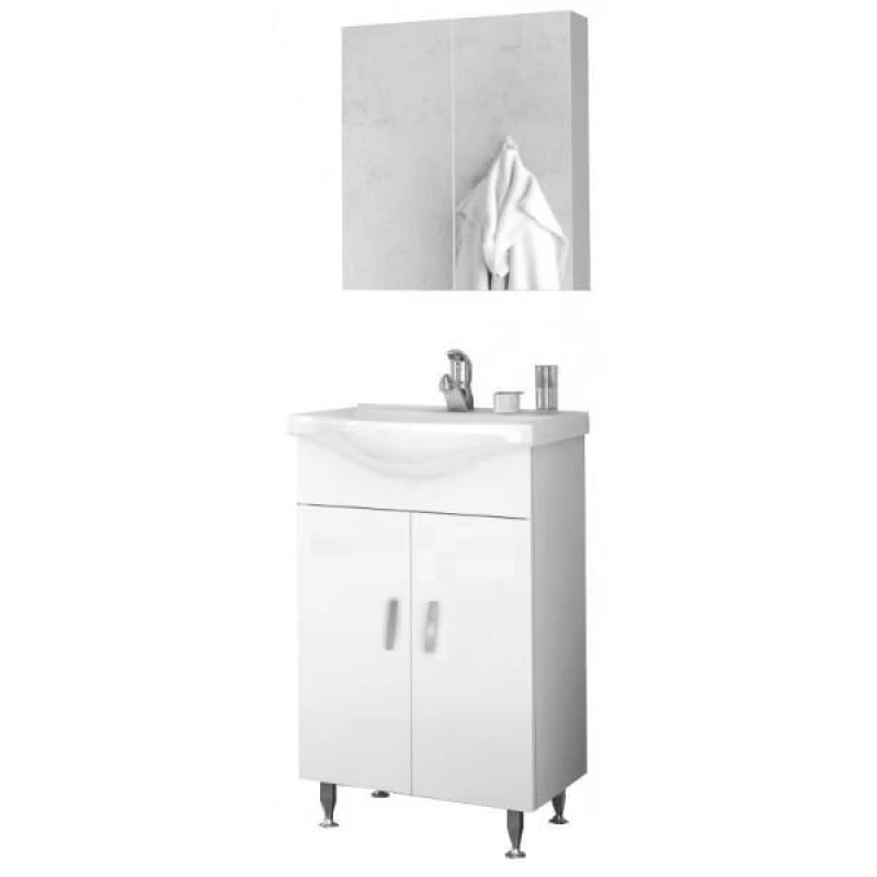 Έπιπλο μπάνιου με 2 Ντουλάπια & Καθρέφτη με Ντουλάπι Drop Luna 55 Λευκό (50x34cm)