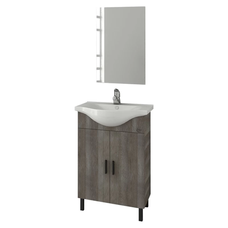 Έπιπλο μπάνιου με 2 Ντουλάπια & Απλό Καθρέφτη Drop Luna 55 Gricio (50x34cm)