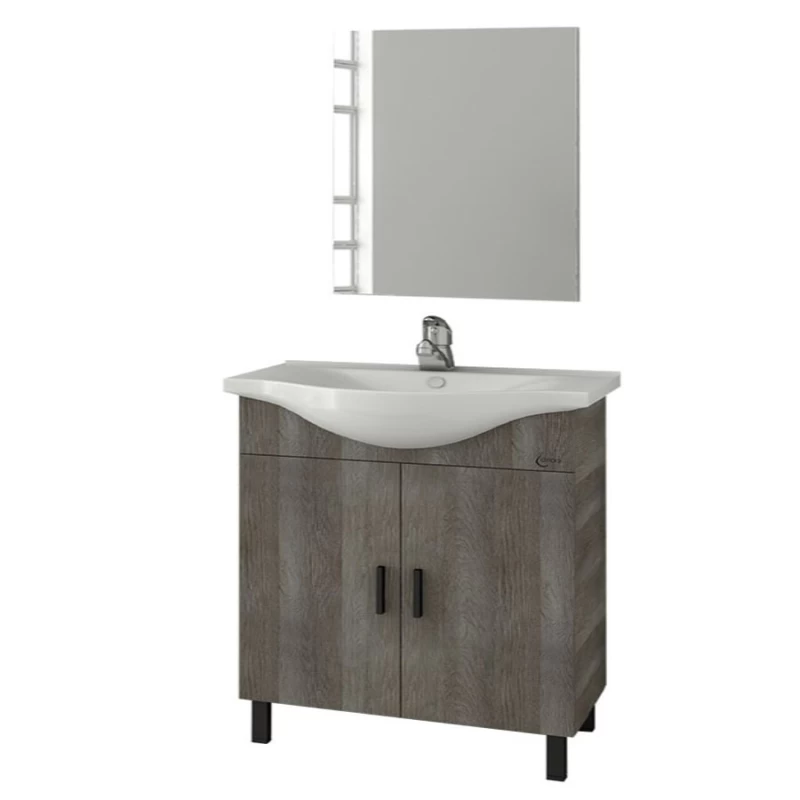 Έπιπλο μπάνιου με 2 Ντουλάπια & Απλό Καθρέφτη Drop Luna 100 Gricio (95.5x34cm)
