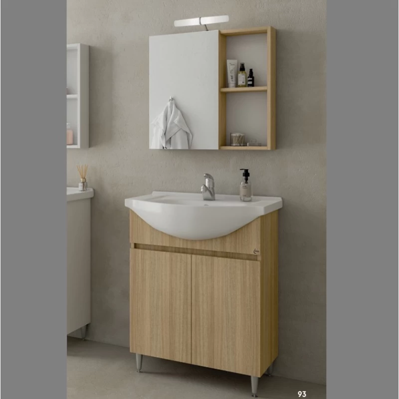 Έπιπλο Δαπέδου με 2 Ντουλάπια & Καθρέφτη με Ντουλάπι Drop Alfa 65 Slavonia Oak (62x33cm) (Image 1)