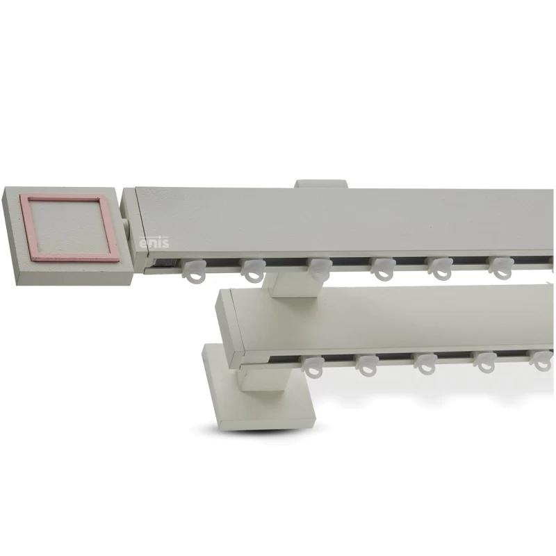 Κουρτινόξυλα Σιδηρόδρομοι Domus Κερκίνη σειρά 57Α7978-2 σε Λευκό Πάγου / Ροζ (Image 1)